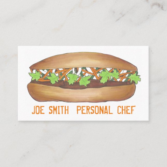 Vietnamese Banh Mi Sandwich Personal Chef Food Business Card (Front)
