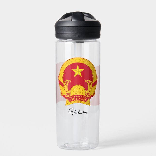 Vietnamese Coat of Arms, Flag, Vietnam Water Bottle (Front)