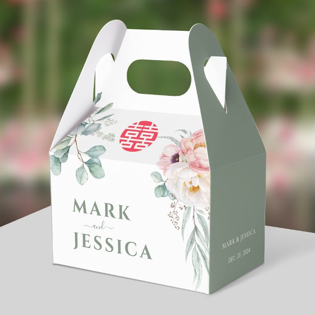 Vietnamese Double Happiness Peonies Wedding Favour Box (Creator Uploaded)