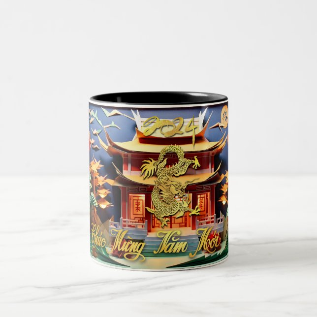 Vietnamese Dragon New Year 2024 Temple 2TMug Two-Tone Coffee Mug (Center)