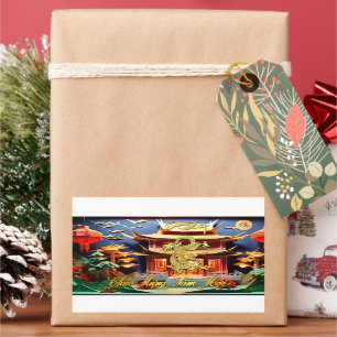 Vietnamese Dragon New Year 2024 Temple SqS Rectangular Sticker