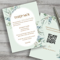 Vietnamese Eucalypt Wedding Thiệp Mời with QR code