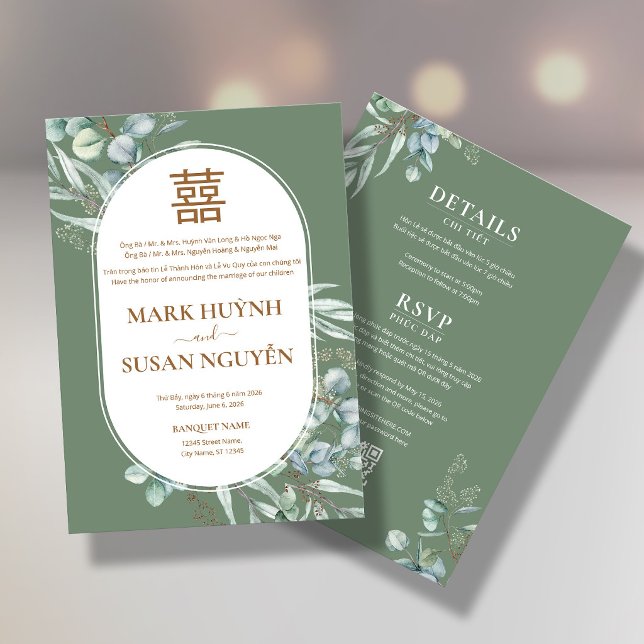 Vietnamese Eucalyptus Song Hy Wedding Invitation (Creator Uploaded)