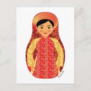 Vietnamese Fire Matryoshka Postcard
