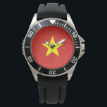 Vietnamese Flag (Vietnam) Watch<br><div class="desc">This design features the national flag of Vietnam (officially known as the Socialist Republic of Vietnam), which is a country in Southeast Asia. It is the easternmost country on the Indochinese Peninsula. Vietnam has land borders with China to the north; and Laos and Cambodia to the west. Vietnam also has...</div>