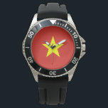 Vietnamese Flag (Vietnam) Watch<br><div class="desc">This design features the national flag of Vietnam (officially known as the Socialist Republic of Vietnam), which is a country in Southeast Asia. It is the easternmost country on the Indochinese Peninsula. Vietnam has land borders with China to the north; and Laos and Cambodia to the west. Vietnam also has...</div>