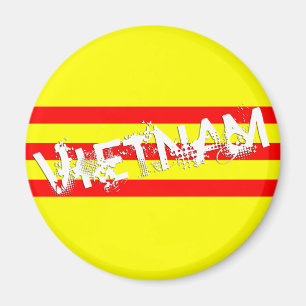 Vietnamese Flag (with name) (round magnet) Magnet