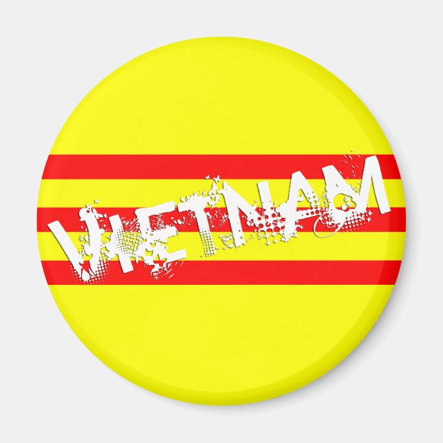 Vietnamese Flag (with name) (round magnet) Magnet (Front)