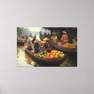 Vietnamese Floating Market, Vietnam, Vietnamese Canvas Print