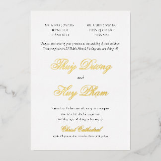 Vietnamese Foil Invitation Bilingual