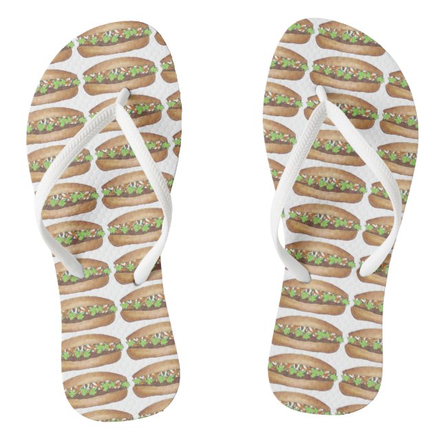 Vietnamese Food Banh Bahn Mi Sandwich Foodie Print Jandals (Footbed)