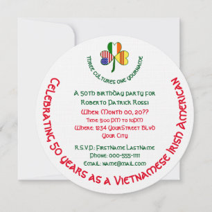 Vietnamese Irish American Shamrock Birthday Invitation