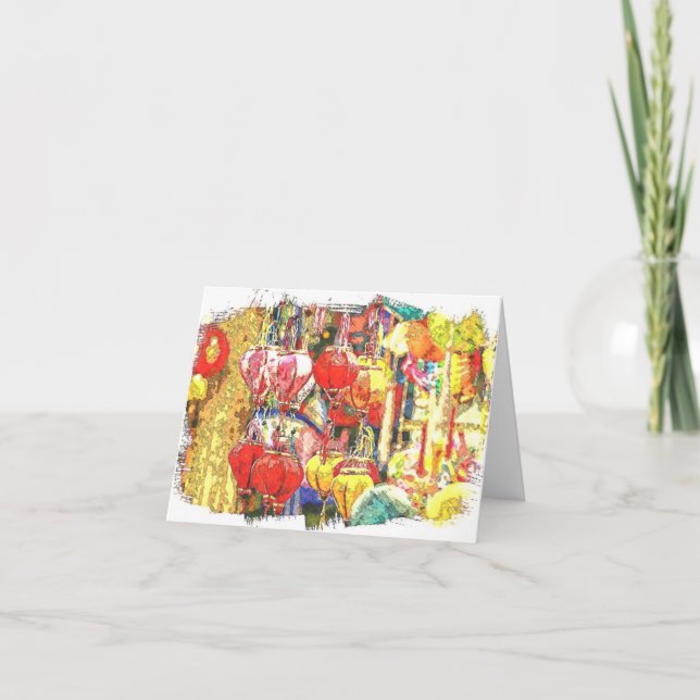 Vietnamese Lantern Folded Notecard (Front)