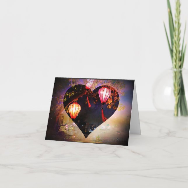 Vietnamese Lantern Folded Notecard (Front)