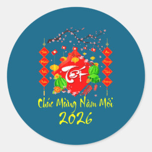 Vietnamese Lunar New Year 2026 Tet Viet Chuc Mung Classic Round Sticker
