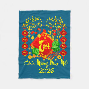 Vietnamese Lunar New Year 2026 Tet Viet Chuc Mung  Fleece Blanket
