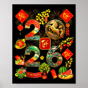 Vietnamese lunar new year - tet viet 2026 year of poster
