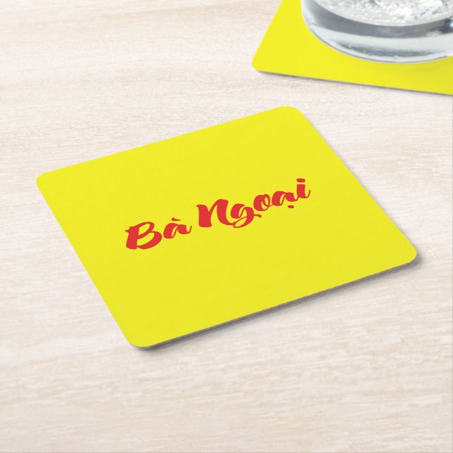 Vietnamese (Maternal) Grandmother - Bà Ngoại Square Paper Coaster (Angled)