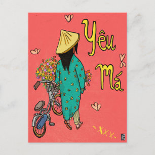 Vietnamese Mum Illustration Mothers Day Gift Postcard