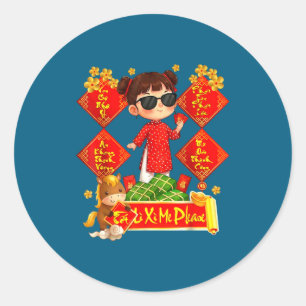 Vietnamese New Year 2026 Li Xi Me Please Tet Decor Classic Round Sticker