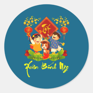 Vietnamese New Year Decorations Tet Classic Round Sticker
