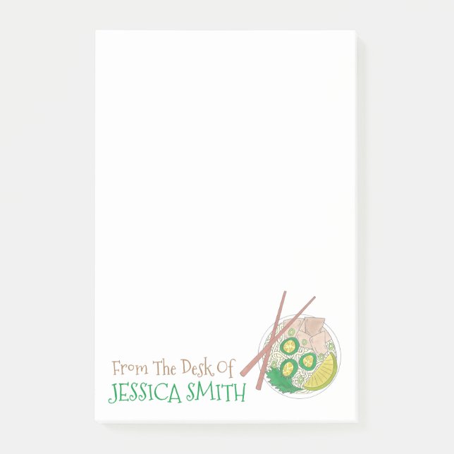 Vietnamese Pho Soup From the Desk of Personalised Post-it Notes (Front)