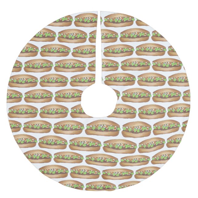 Vietnamese Pork Banh Mi Sandwich Restaurant Food Brushed Polyester Tree Skirt (Front)