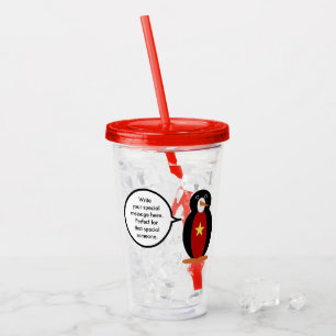 Vietnamese Talking Ms. Penguin Personalised Acrylic Tumbler