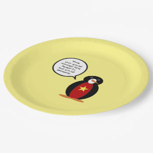 Vietnamese Talking Ms. Penguin Personalised Paper Plate