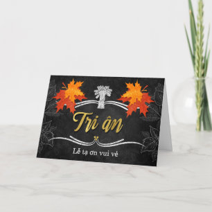Vietnamese Thanksgiving Grateful Belssings Chalk Holiday Card