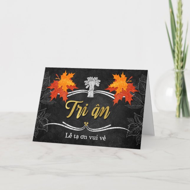 Vietnamese Thanksgiving Grateful Belssings Chalk Holiday Card (Front)