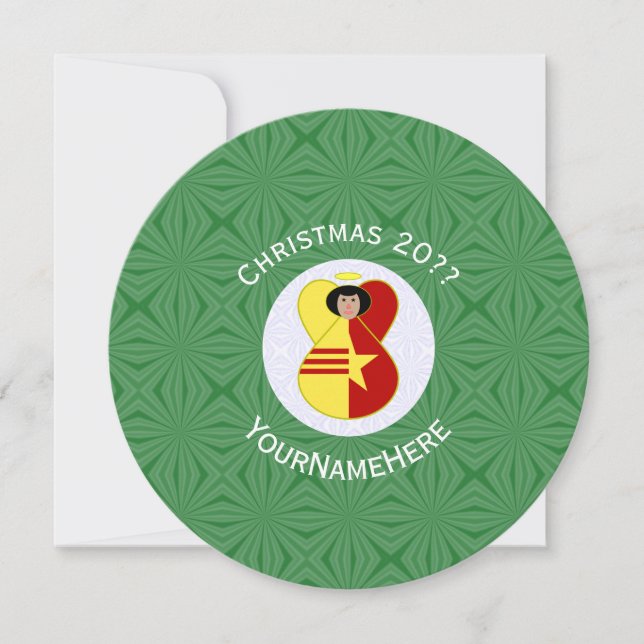 Vietnamese Unity Angel Christmas Flag Personalised Invitation (Front)