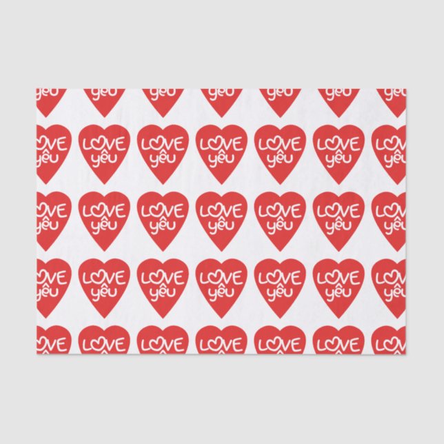 Vietnamese Valentine ♥ Love Yêu ♥ Asian Wordplay Tissue Paper (Front)