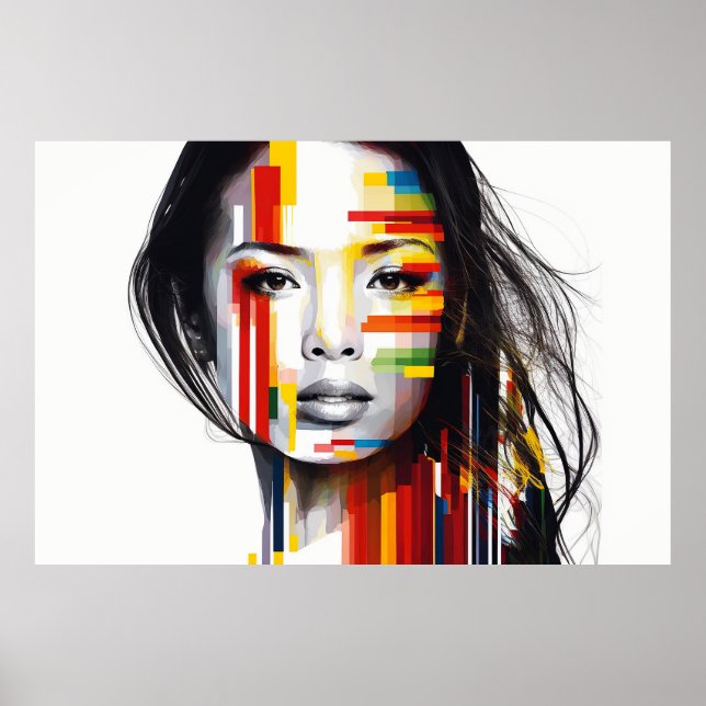 Vietnamese Woman's Face Colour Bars Portrait Poster (Front)