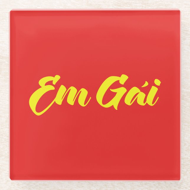 Vietnamese (Young) Sister - Em Gái ~ Tiếng Việt Glass Coaster (Front)