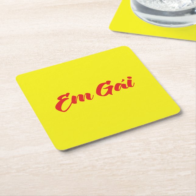 Vietnamese (Young) Sister - Em Gái ~ Tiếng Việt Square Paper Coaster (Angled)