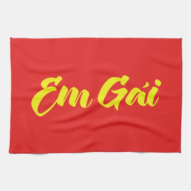 Vietnamese (Young) Sister - Em Gái ~ Tiếng Việt Tea Towel (Horizontal)