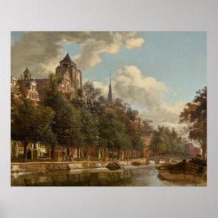 View Down a Dutch Canal by Jan van der Heyden Poster
