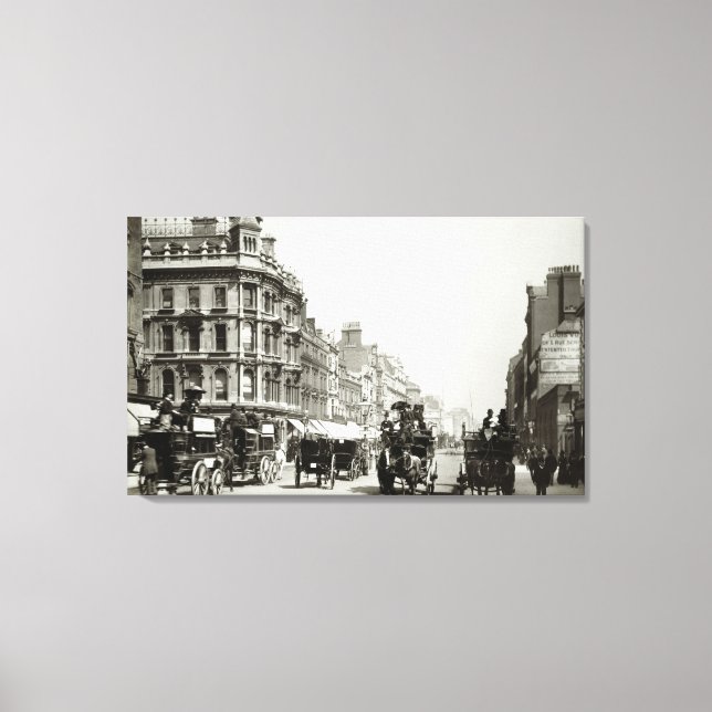 View down Oxford Street, London (b/w photo) Canvas Print (Front)