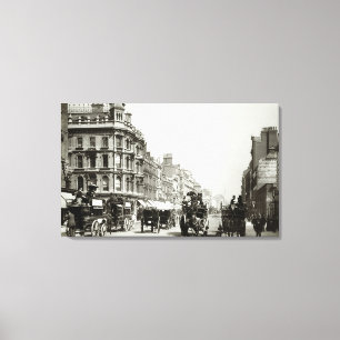View down Oxford Street, London (b/w photo) Canvas Print