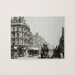 View down Oxford Street, London (b/w photo) Jigsaw Puzzle