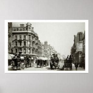 View down Oxford Street, London (b/w photo) Poster