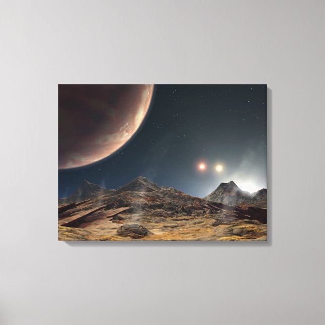 View from a hypothetical moon in orbit canvas print (Front)