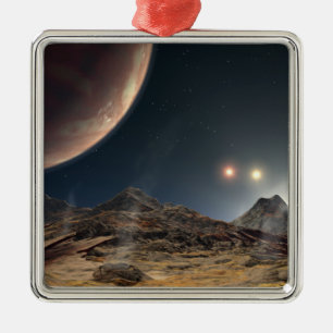 View from a hypothetical moon in orbit metal tree decoration
