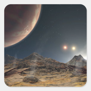 View from a hypothetical moon in orbit square sticker