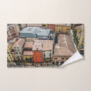 View from above of colorful facades of buildings hand towel