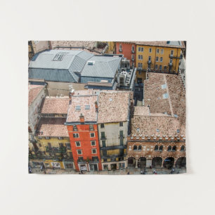 View from above of colorful facades of buildings tapestry
