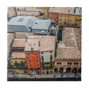 View from above of colorful facades of buildings tile
