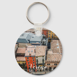 View from above of colourful facades of buildings key ring