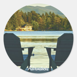 View from Adirondack Chairs in the Adirondacks, NY Classic Round Sticker